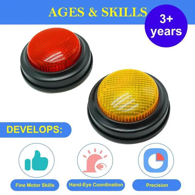Alt view image 6 of 7 - 2-Pack Buzzers for Trivia Games, Answer Buzzers for Classroom, Family Feud Jeopardy Buzzer, Game Buzzers with Lights and Sound for Classroom