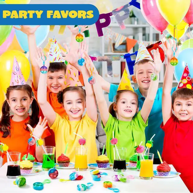 Alt view image 6 of 7 - Round Pop Fidget Keychain 30 Pack Pop Fidget Toys Bulk Party Favors for Kids 4-8,8-12 Years, Birthday Goodie Bags Stuffers Back to School Gifts for Students Classroom Prizes Sensory Toys