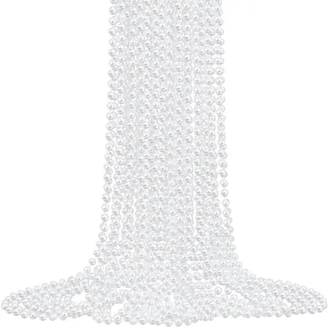 Main image of 12 Pcs Faux Pearl Necklaces Bulk, Long White 1920s Party Costume Jewelry | White Faux Pearl Necklaces for Flapper Costumes, Great Gatsby Parties, Weddings, Bridal Showers and Tea Parties, 33in
