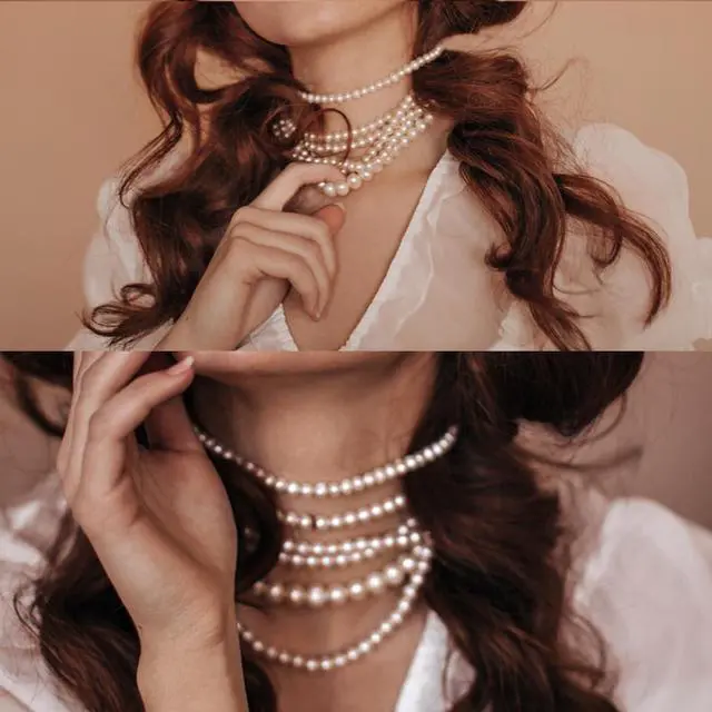 Alt view image 6 of 7 - 12 Pcs Faux Pearl Necklaces Bulk, Long White 1920s Party Costume Jewelry | White Faux Pearl Necklaces for Flapper Costumes, Great Gatsby Parties, Weddings, Bridal Showers and Tea Parties, 33in