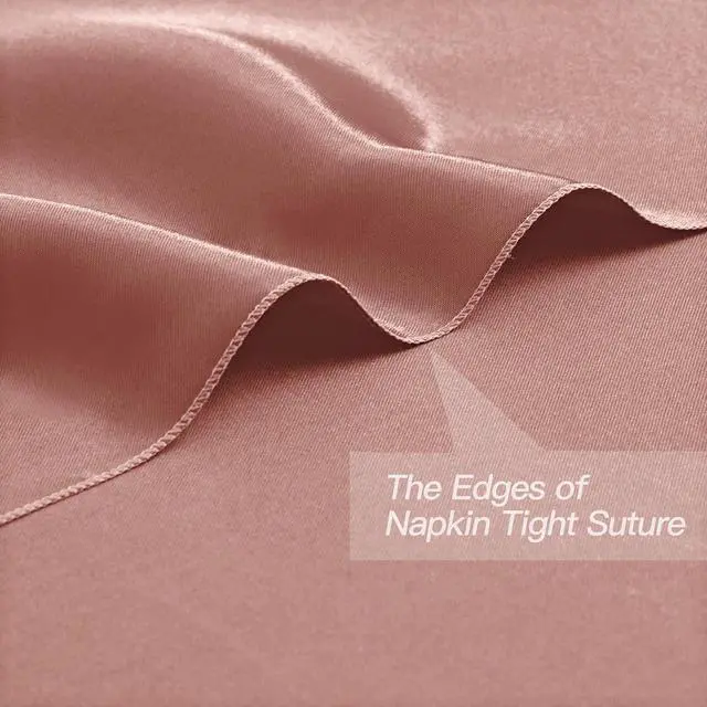 Alt view image 3 of 7 - 12 Pcs Rose Gold Satin Napkins 17 x 17 Inch, Satin Cloth Napkins | Square Silky Smooth Wedding Dinner Napkins Table Napkins for Banquet Party Restaurant Decor, Thanksgiving, Christmas