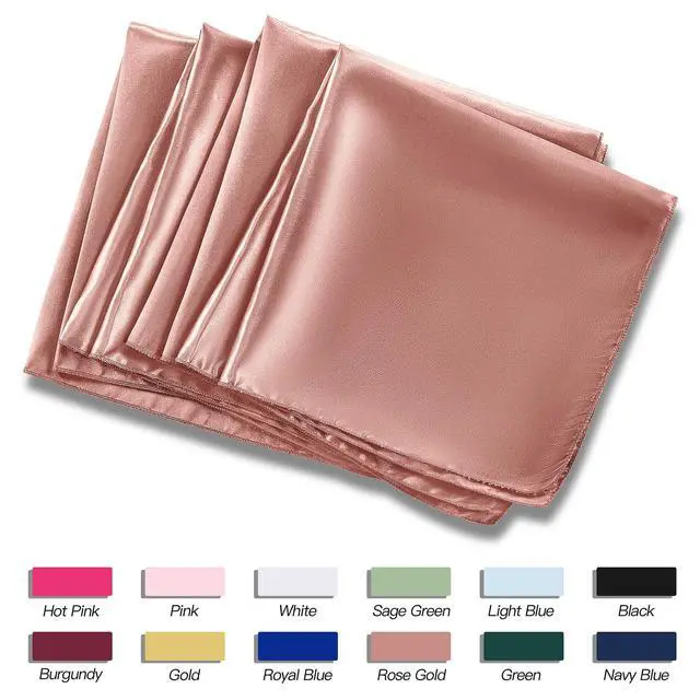 Alt view image 6 of 7 - 12 Pcs Rose Gold Satin Napkins 17 x 17 Inch, Satin Cloth Napkins | Square Silky Smooth Wedding Dinner Napkins Table Napkins for Banquet Party Restaurant Decor, Thanksgiving, Christmas
