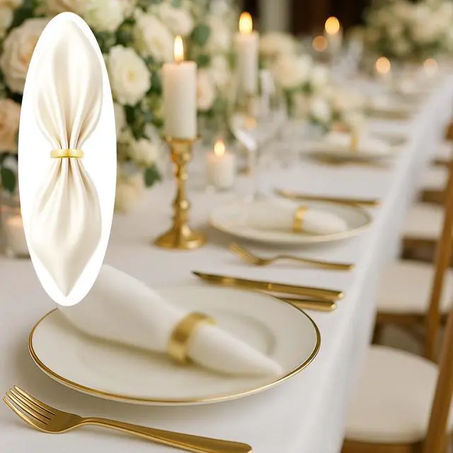 Alt view image 3 of 6 - 12 Pcs Stainless Steel Napkin Rings - Matt Gold Napkin Holder(Semicircle) | Matt Gold Napkin Holder Buckles for Table Kitchen Dinner Party Wedding Christmas Party