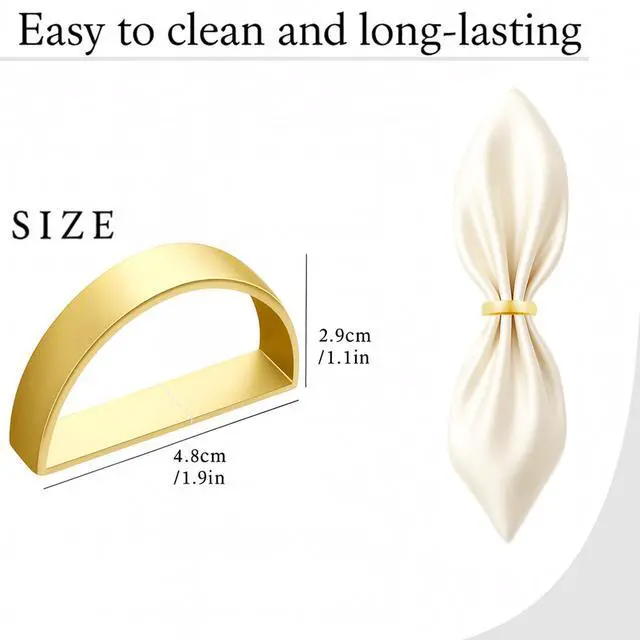 Alt view image 2 of 6 - 12 Pcs Stainless Steel Napkin Rings - Matt Gold Napkin Holder(Semicircle) | Matt Gold Napkin Holder Buckles for Table Kitchen Dinner Party Wedding Christmas Party