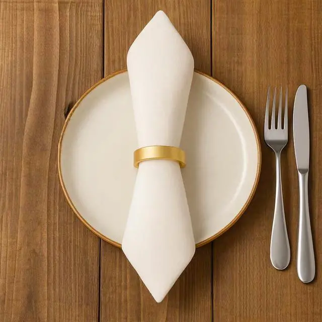 Alt view image 4 of 6 - 12 Pcs Stainless Steel Napkin Rings - Matt Gold Napkin Holder(Semicircle) | Matt Gold Napkin Holder Buckles for Table Kitchen Dinner Party Wedding Christmas Party