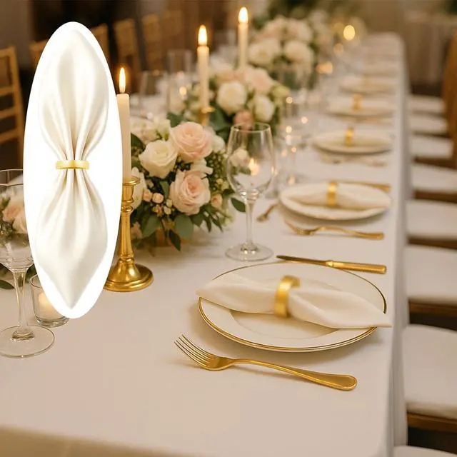 Alt view image 6 of 6 - 12 Pcs Stainless Steel Napkin Rings - Matt Gold Napkin Holder(Semicircle) | Matt Gold Napkin Holder Buckles for Table Kitchen Dinner Party Wedding Christmas Party