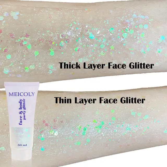 Alt view image 6 of 7 - Clear White Face Body Glitter,Mardi Gras Face Glitter Makeup for Kids Women,Face Glitter for Running Half Marathon,Sparkly Mermaid Hair Glitter,Singer Concert Festival Rave Accessories