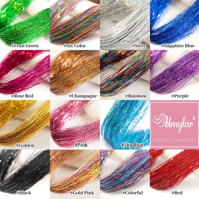 Alt view image 6 of 6 - Hair Tinsel Pack of 12 Pcs Colorful Glitter Hair Accessories 20 Inch Clip in Hair Tinsel Extensions Fairy Hair Accessories Party Kit for Women Girls 12Pcs,Colorful#