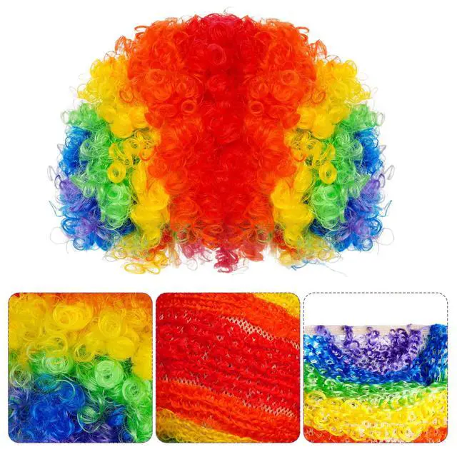 Alt view image 2 of 6 - Clown Costume Rainbow Wig Red Nose Bow Tie Gloves for Men Women Adult Party | for Halloween, Carnivals, Decorations