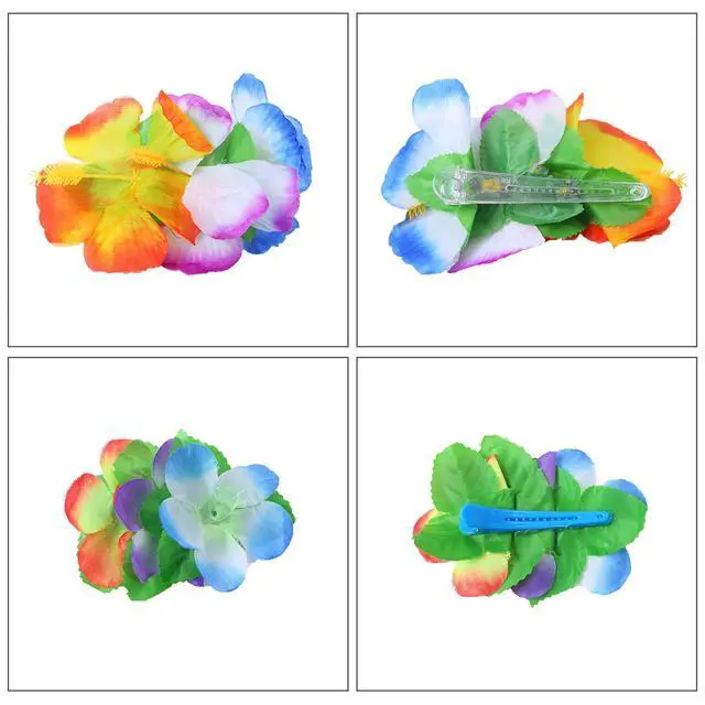 Alt view image 5 of 7 - 8 Pieces Hawaiian Hula Grass Skirt Set | Hawaiian Outfits for Women, Grass Skirts for Adults, Hawaiian Accessories Sunglasses, Leis, Necklace, Bracelet, Classic Color
