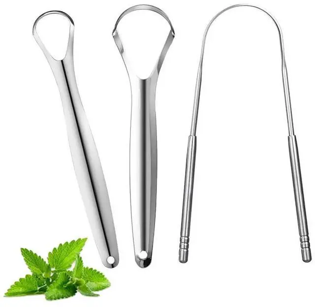 Main image of 3 Pack Tongue Scraper for Adults, Stainless Steel Tongue Cleaners | Reduce Bad Breath and Fresh Breath(Silver)