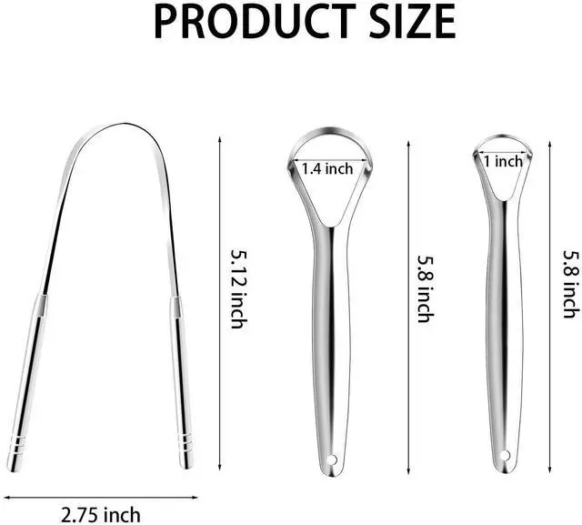 Alt view image 7 of 7 - 3 Pack Tongue Scraper for Adults, Stainless Steel Tongue Cleaners | Reduce Bad Breath and Fresh Breath(Silver)