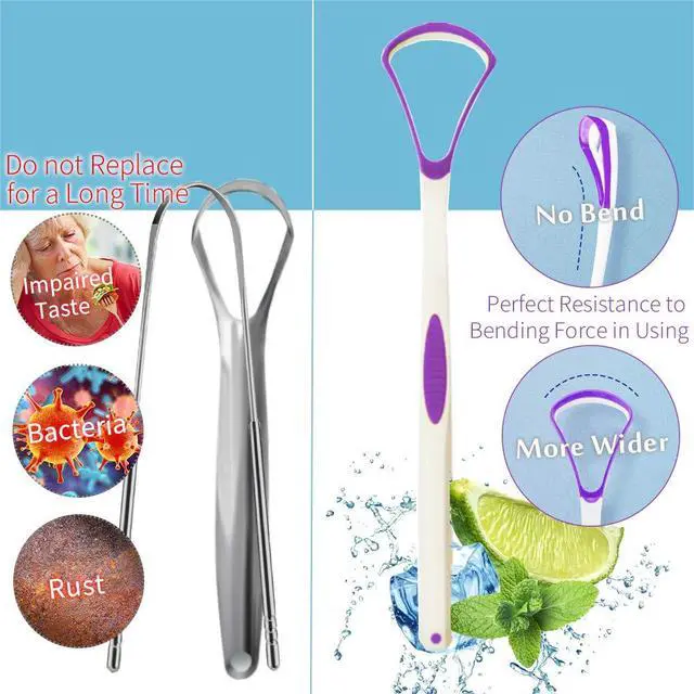 Alt view image 2 of 5 - Tongue Scraper Cleaner 100% BPA Free Tongue Scrapers for Adults, Kids, Healthy Oral Care, Easy to Use, Help Fight Bad Breath