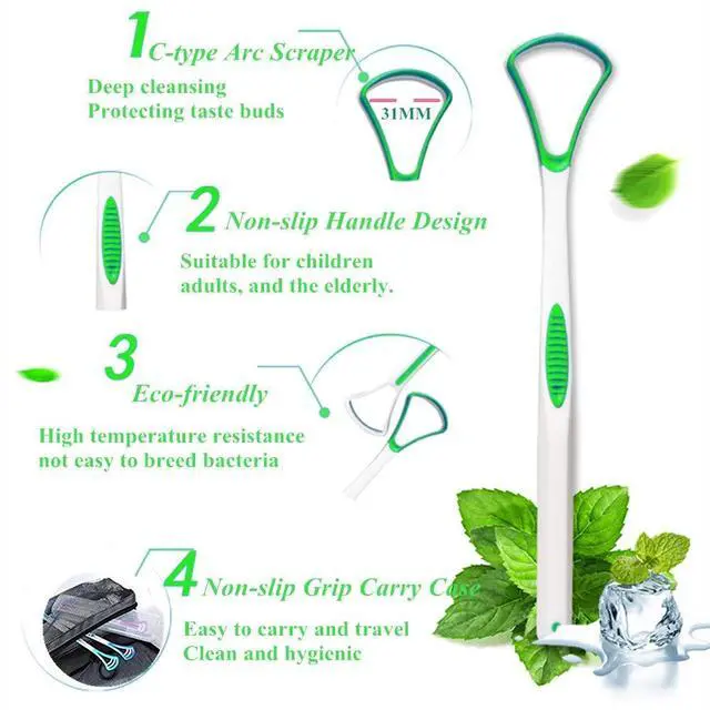 Alt view image 3 of 5 - Tongue Scraper Cleaner 100% BPA Free Tongue Scrapers for Adults, Kids, Healthy Oral Care, Easy to Use, Help Fight Bad Breath
