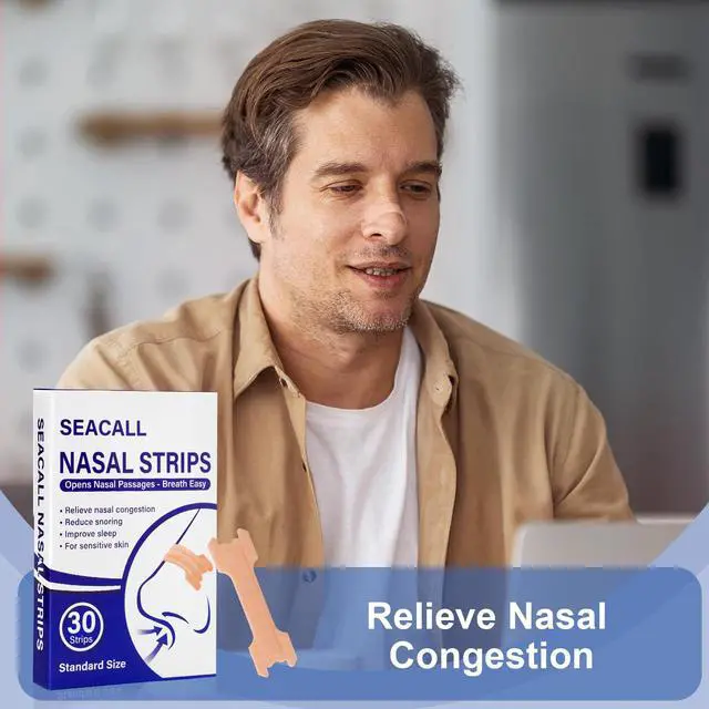 Alt view image 4 of 7 - 30Ct Nasal Strips for Breathing - Sleep Nose Strips for Snoring, Instant Reduces Nasal Congestion for Better Sleep, Drug Free, Anti Snoring Nose Tape for Men & Women