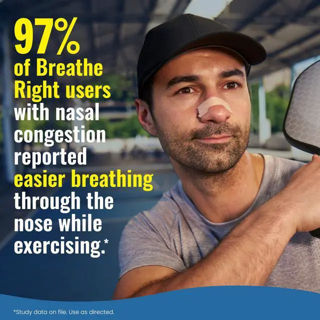 Alt view image 4 of 7 - Sport Nasal Strips, Sweat-Resistant w/ActiveVent, Tan 26 ct | Extra strength, easier nasal breathing during workouts, stays on during exercise, drug-free