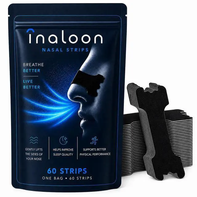 Main image of Nasal Strips for Breathing, 60 Count Nose Strips for Better Airflow, Strong Stay-Put Adhesive, Comfortable Nasal Support for Sleeping, Snoring, Sports, Running, Workout, Universal Fit