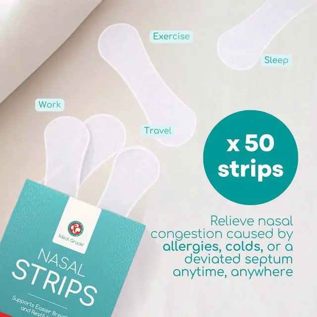 Alt view image 7 of 7 - Clear Nasal Strips, 50 Nose Strips for Breathing and Snoring | Discreet breathing strips for sleeping, open nasal passages for nighttime airflow, single use snore strips, breathable