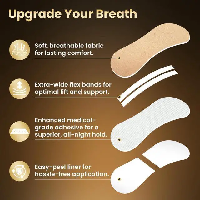Alt view image 2 of 7 - Nasal Strips 100 Count, New Upgraded Softer & Stronger for Snoring Relief, Nose Strips for Breathing, Anti Snoring Devices for Sleep & Sports, Help Relieve Nasal Congestion, Deeper Sleep