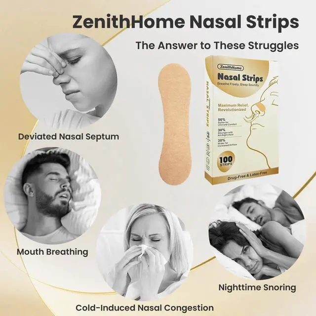 Alt view image 6 of 7 - Nasal Strips 100 Count, New Upgraded Softer & Stronger for Snoring Relief, Nose Strips for Breathing, Anti Snoring Devices for Sleep & Sports, Help Relieve Nasal Congestion, Deeper Sleep