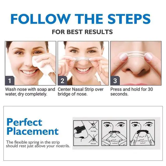Alt view image 4 of 7 - Large Breathe Improve Nasal Strips to Reduce Snoring Works Instantly to Improve Sleep, Relieve Nasal Congestion Due to Colds & Allergies (60 Pack)