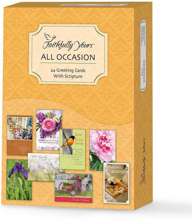 Main image of Faithfully Yours Assorted Cards 24 Pack | Biblical Scripture Verse, Faith Based Sentiment, Boxed Card Set, Matching Envelopes