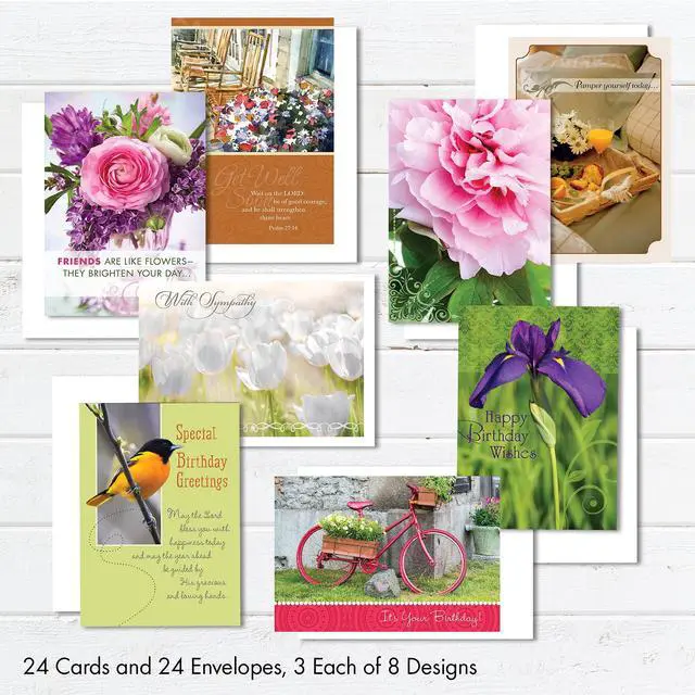 Alt view image 3 of 7 - Faithfully Yours Assorted Cards 24 Pack | Biblical Scripture Verse, Faith Based Sentiment, Boxed Card Set, Matching Envelopes