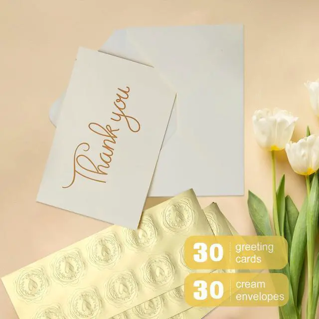 Alt view image 3 of 6 - 30 PACK Cream Blank Cards and Envelopes 4x6 Inch, Note Greeting Cards, Folded Ivory Cardstock and Envelopes Self Seal for Wedding, Invitations, DIY Greeting Cardstock, Thank You Cards & All Occasion