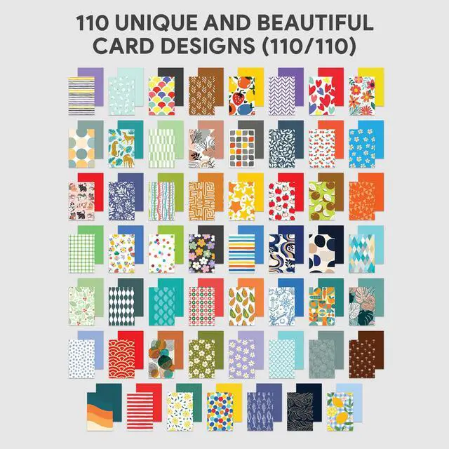 Alt view image 5 of 7 - 110 Pack 4x6in All Occasion Assorted Blank Cards Bulk | Envelopes & Stickers, 110 Folded Unique Designs for Family & Friends, Blank Inside - Birthday, Anniversary, Gifting, Mailing