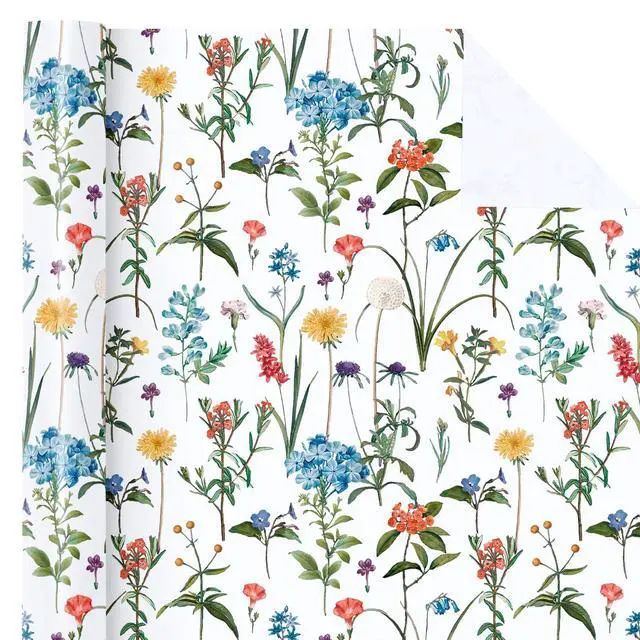 Alt view image 2 of 7 - Floral Wrapping Paper Roll - Mini Roll - 17 Inch x 9.8 Feet - Wildflower Wrapping Paper Perfect for Girls Women Birthday, Wedding, Bridal Shower