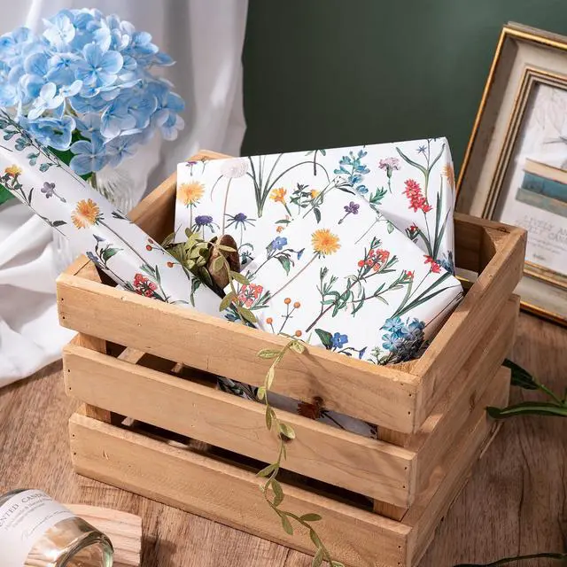 Alt view image 7 of 7 - Floral Wrapping Paper Roll - Mini Roll - 17 Inch x 9.8 Feet - Wildflower Wrapping Paper Perfect for Girls Women Birthday, Wedding, Bridal Shower