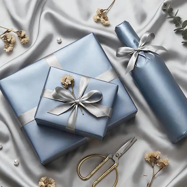 Alt view image 7 of 7 - Blue Wrapping Paper Roll 17 In X 33 Ft Gray Blue Birthday Gift Wrap | Matte Solid Color Wrapping Paper with Pearly for Men DIY Crafts Baby Shower Boy Weddings Birthdays