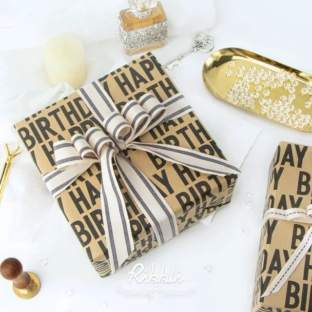 Alt view image 3 of 5 - Birthday Kraft Wrapping Paper Vintage Style Paper Perfect for Men Women Brown Kraft Paper with Black Pattern- 17Inch x 394Inch(33Feet)