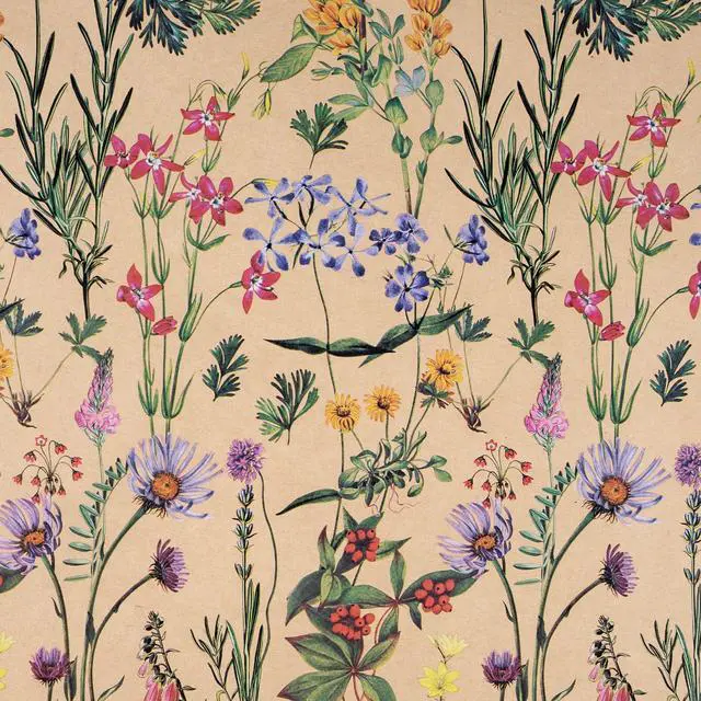 Alt view image 2 of 6 - Wildflower Floral Wrapping Paper Roll for Women, 17 Inches x 16. 4 Feet, Mini Roll, Herbal Kraft Wrapping Paper for Christian Gifts, Birthdays, Weddings, Bridal Shower and Engagement