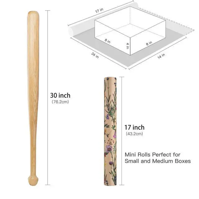 Alt view image 6 of 6 - Wildflower Floral Wrapping Paper Roll for Women, 17 Inches x 16. 4 Feet, Mini Roll, Herbal Kraft Wrapping Paper for Christian Gifts, Birthdays, Weddings, Bridal Shower and Engagement
