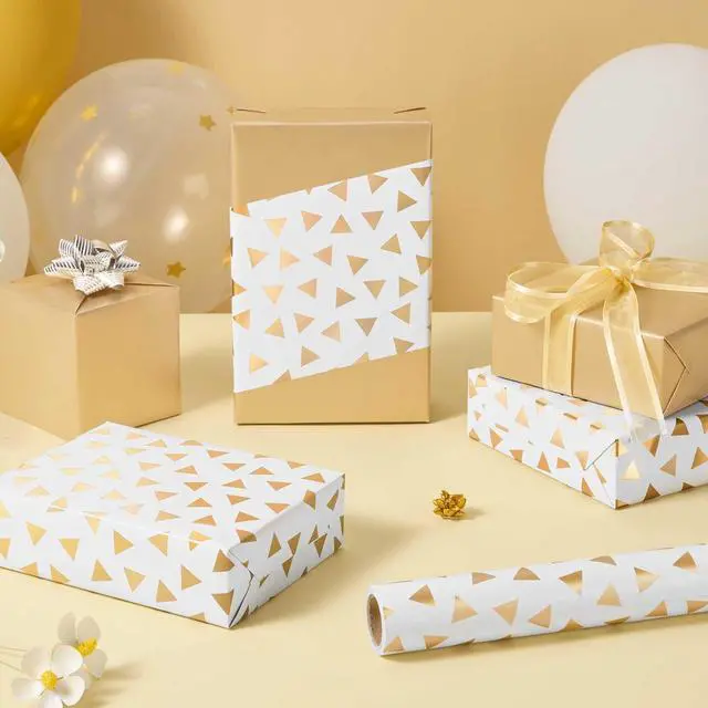 Alt view image 4 of 7 - Gold Craft Gift Wrapping Paper Roll - 33 ft Gold Foil Wrap Paper | Metallic Wrapping Paper, Wedding Bridal Gift Wrap,Baby Shower Wrapping Paper for Anniversary Wrap Favor Flower Wrap Supply