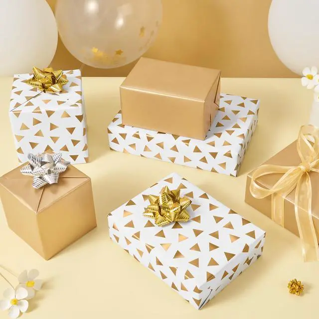 Alt view image 7 of 7 - Gold Craft Gift Wrapping Paper Roll - 33 ft Gold Foil Wrap Paper | Metallic Wrapping Paper, Wedding Bridal Gift Wrap,Baby Shower Wrapping Paper for Anniversary Wrap Favor Flower Wrap Supply