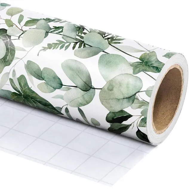 Alt view image 3 of 7 - Eucalyptus Leaves Wrapping Paper Roll - Mini Roll - 17 Inch x 9.8 Feet - Greenery Wrapping Paper Perfect for Birthday, Wedding, Bridal Shower
