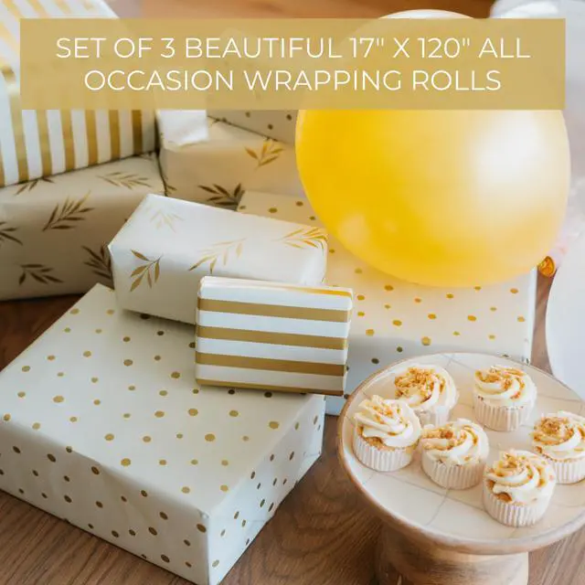 Alt view image 2 of 7 - Beautiful Gift Wrapping Paper Rolls for All Occasions - Set of 3 | Quality 17 X 120 in Rolls for Wedding, Birthday, Baby Shower and Christmas - Add a Touch of Magic to Every Gift You Wrap