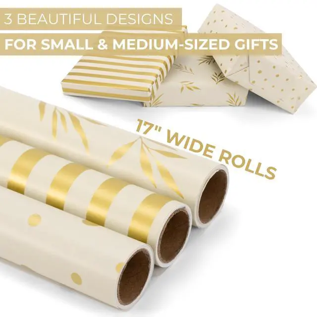 Alt view image 3 of 7 - Beautiful Gift Wrapping Paper Rolls for All Occasions - Set of 3 | Quality 17 X 120 in Rolls for Wedding, Birthday, Baby Shower and Christmas - Add a Touch of Magic to Every Gift You Wrap