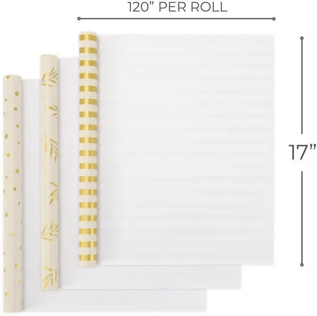 Alt view image 5 of 7 - Beautiful Gift Wrapping Paper Rolls for All Occasions - Set of 3 | Quality 17 X 120 in Rolls for Wedding, Birthday, Baby Shower and Christmas - Add a Touch of Magic to Every Gift You Wrap
