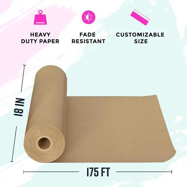 Alt view image 3 of 7 - Jumbo Kraft Paper Roll - Brown - 18" x 2100" (175') - USA Made - Suitable for Packing - Moving - Shipping - Crafts - Wall Art - Bulletin Boards - Floor Covering - Table Runner
