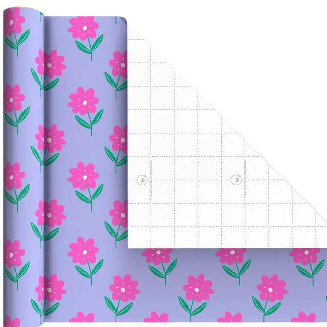 Alt view image 5 of 7 - Image Arts Birthday Wrapping Paper Mini Rolls, 3-Pack, 27 Sq. Ft. | Mini Rolls in Pink Flowers on Purple, Lavender and White Stripes, Recyclable, Easter, easy storage