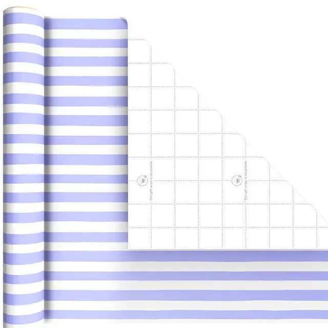 Alt view image 6 of 7 - Image Arts Birthday Wrapping Paper Mini Rolls, 3-Pack, 27 Sq. Ft. | Mini Rolls in Pink Flowers on Purple, Lavender and White Stripes, Recyclable, Easter, easy storage