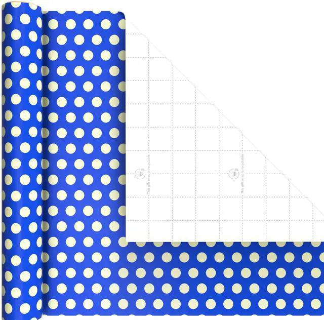 Alt view image 6 of 7 - Birthday Wrapping Paper Mini Rolls, 3-Pack (Monsters, Stripes) | Blue Polka Dot Design, Mini Rolls, Grid Lines, Recyclable, Easy Storage