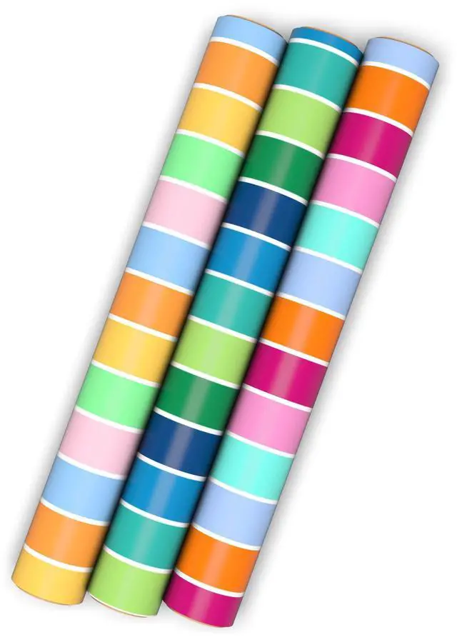Alt view image 2 of 7 - Striped Wrapping Paper Mini Rolls, 3-Pack, 60 Sq. Ft. | Mini rolls are perfect for easy storage, Grid Lines, Recyclable, For Birthdays, Christmas, Mother's Day, Easter