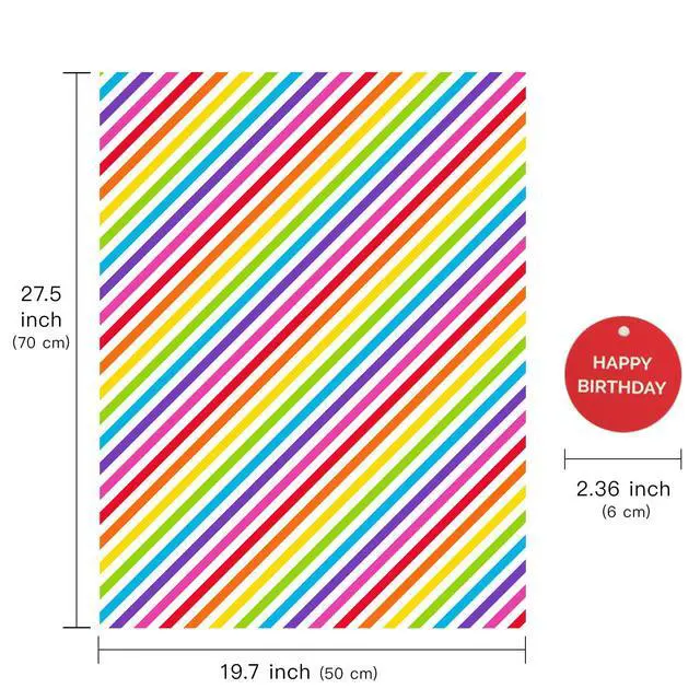 Alt view image 6 of 7 - Birthday Wrapping Paper Sheet - 12 Sheets Folded Flat with 12 Gift Tags for Party, Baby Shower - 19.7 Inch X 27.5 Inch Per Sheet