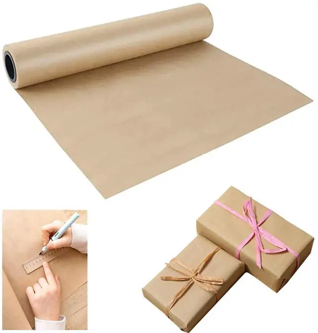 Main image of Brown Kraft Paper Roll - 15" x 33'(400") Brown Wrapping Paper for Packing Moving Small Craft Paper Roll for Gift Wrapping Art Christmas