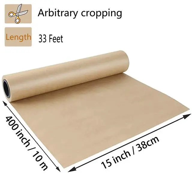Alt view image 2 of 7 - Brown Kraft Paper Roll - 15" x 33'(400") Brown Wrapping Paper for Packing Moving Small Craft Paper Roll for Gift Wrapping Art Christmas