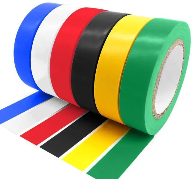 Main image of 6 Pack Electrical Tape Each Roll 0.6" x 50' High End Industrial Grade - Rated to 176 Degrees & 600 Volts - Vinyl Insulating Backing - Perfect for Electric Wiring Projects (6 Color)
